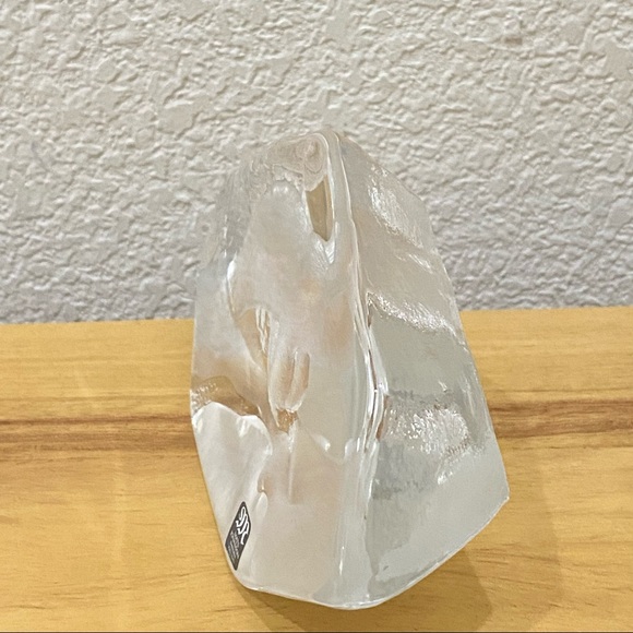 Mats Jonasson Sweden Full Lead Crystal Clear Polar Bear Signed Paperweight - Picture 6 of 12